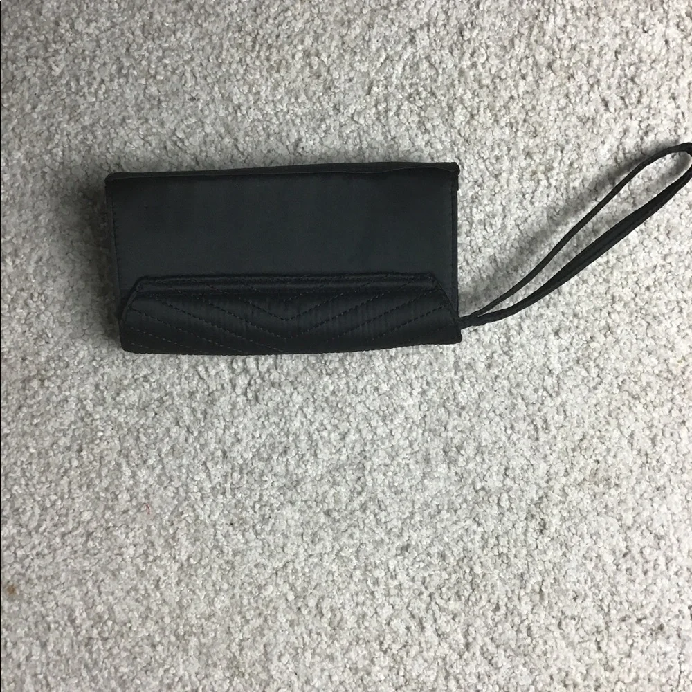 Neiman Marcus black satin wristlet